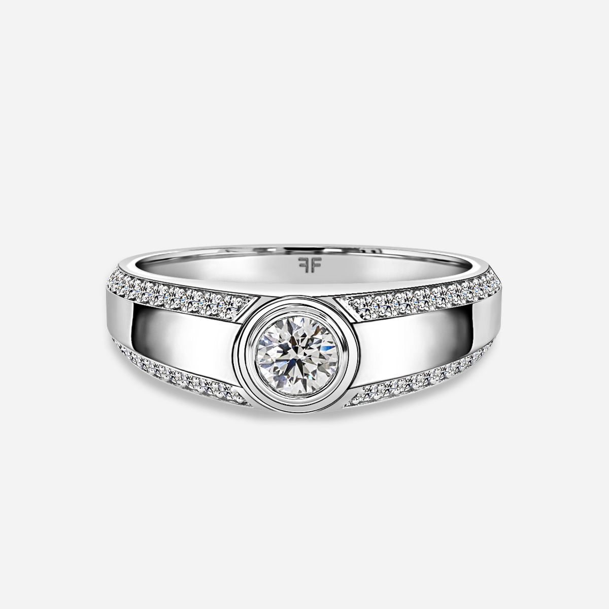 Dorian Platinum Men's Bezel Set Engagement Ring