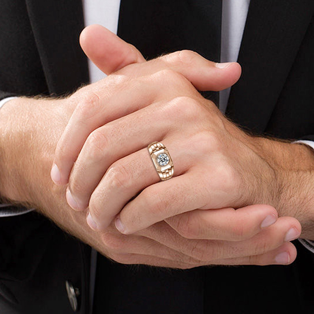 Modō Rose Gold Men's Bezel Set Engagement Ring