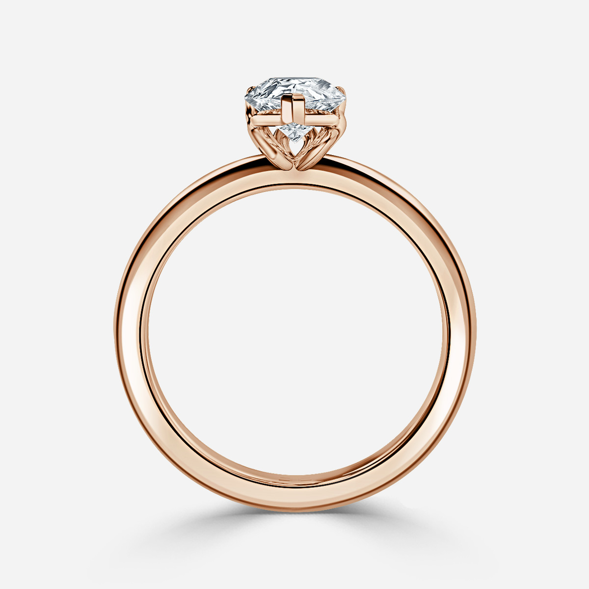 Gisela Rose Gold Solitaire Twisted Lotus Engagement Ring