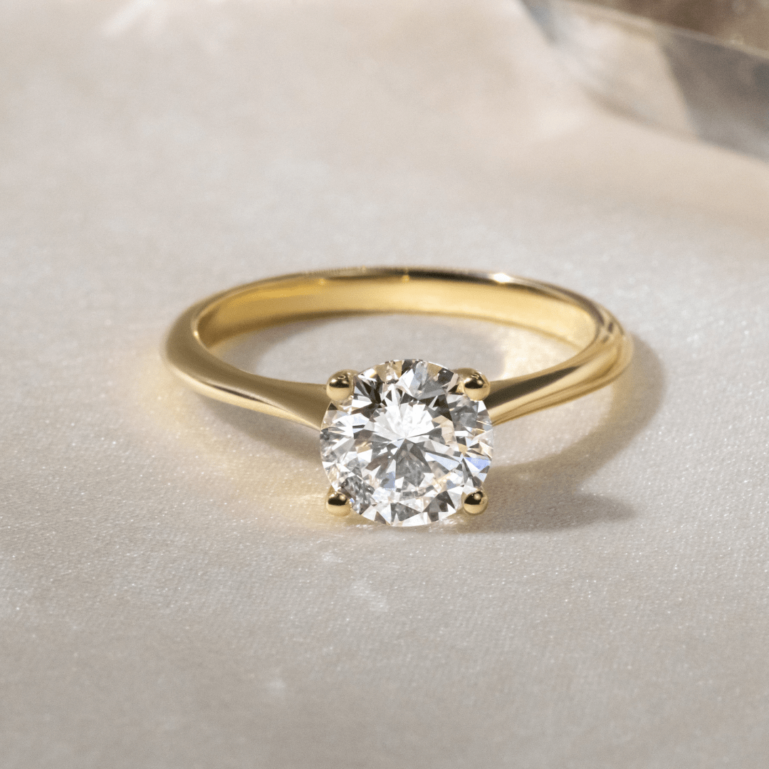 Odette Yellow Gold Solitaire Engagement Ring Round Lab Diamond - 1.30ct