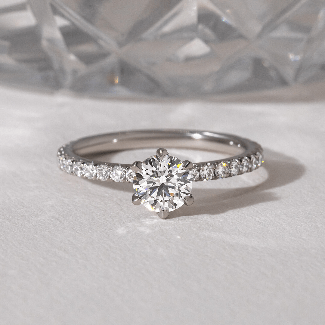 Lab Grown Round Platinum Tara Pave Engagement Ring- 0.70ct