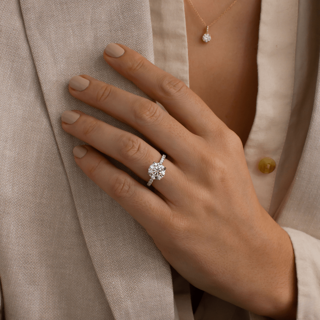 1.50ct Lab Grown Round Platinum Jessica Pave Engagement Ring
