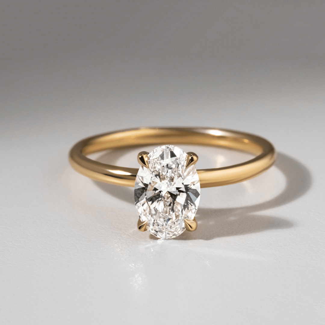 1.60ct Lab Grown Oval Yellow Gold Chelsea Solitaire Engagement Ring
