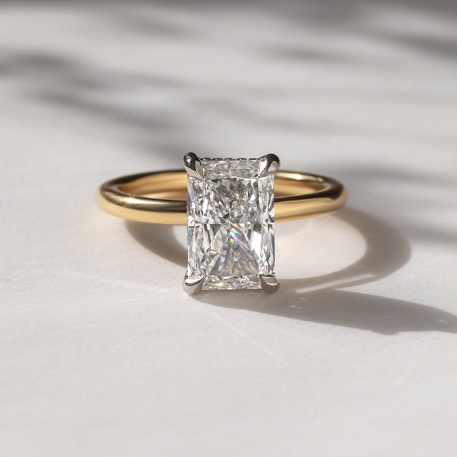 Carat Lab Grown Radiant Cut Diamond Kate Two Tone Yellow Gold