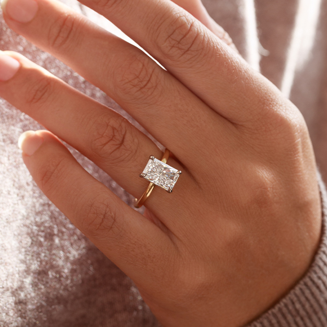 Carat Lab Grown Radiant Cut Diamond Kate Two Tone Yellow Gold