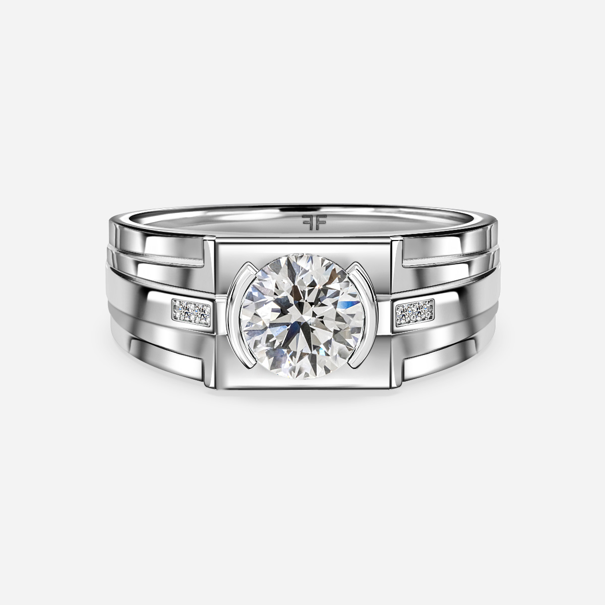 Bernard Platinum Men's Bezel Set Engagement Ring