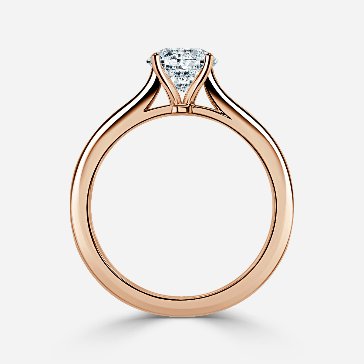 Ibib Rose Gold Tappered Solitaire Engagement Ring