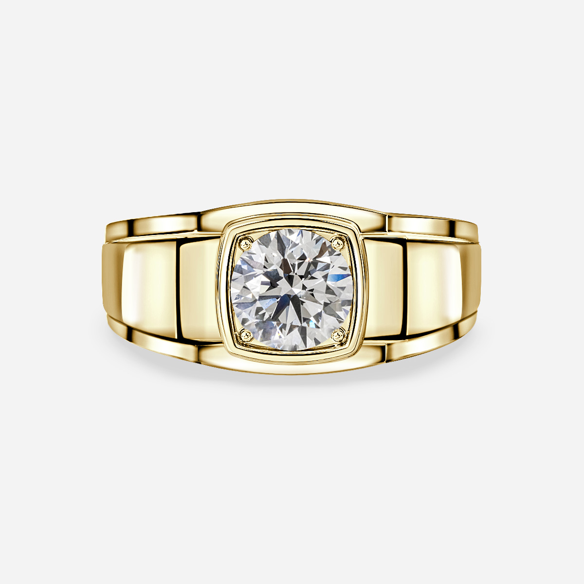 Jayden Yellow Gold Bezel Claw Set Men's Engagement Ring