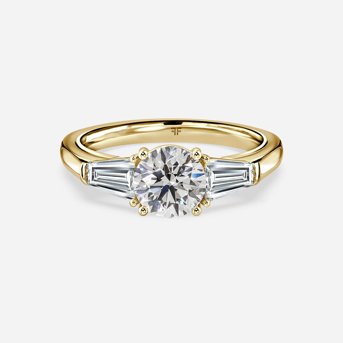 Nakama Yellow Gold Baguette Trilogy Engagement Ring - Flawless Fine 