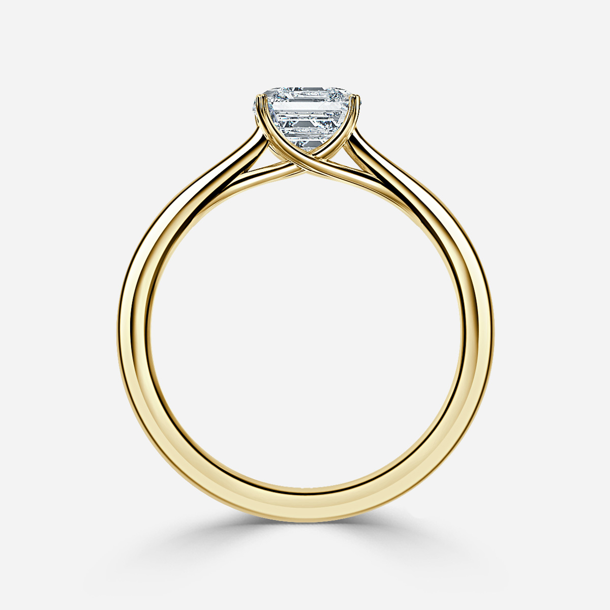Fiara Yellow Gold Under Twisted Double Prong Solitaire Engagement Ring