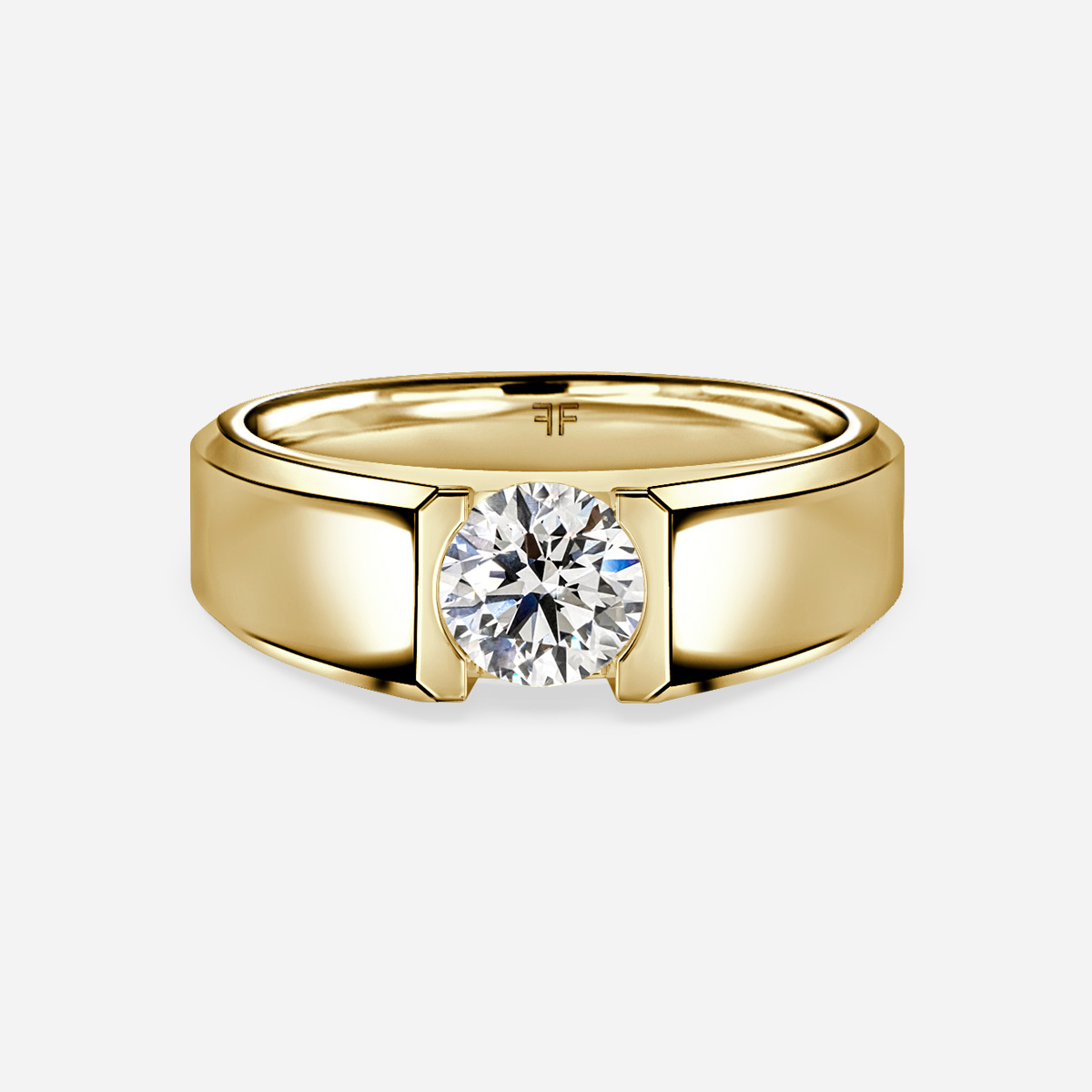 Jarred Yellow Gold Men's Open Bezel Engagement Ring
