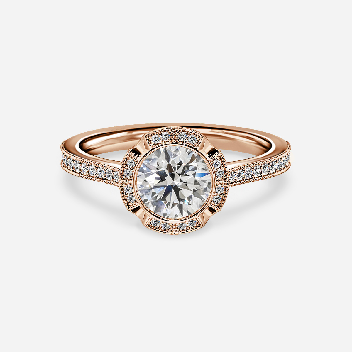 Halo Bezel Oval Cut Diamond Ring - CDS0004 - Gale Diamonds Chicago