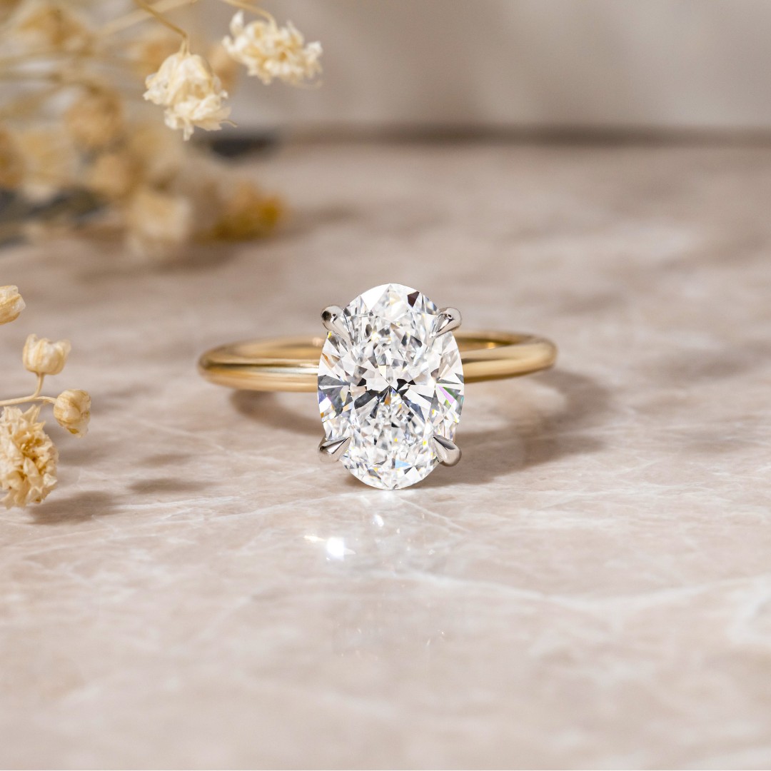 Carat Lab Grown Oval Cut Diamond Kate Two Tone Yellow Gold