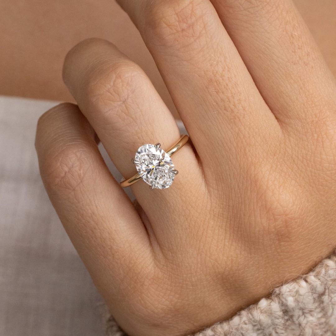 Carat Lab Grown Oval Cut Diamond Kate Two Tone Yellow Gold