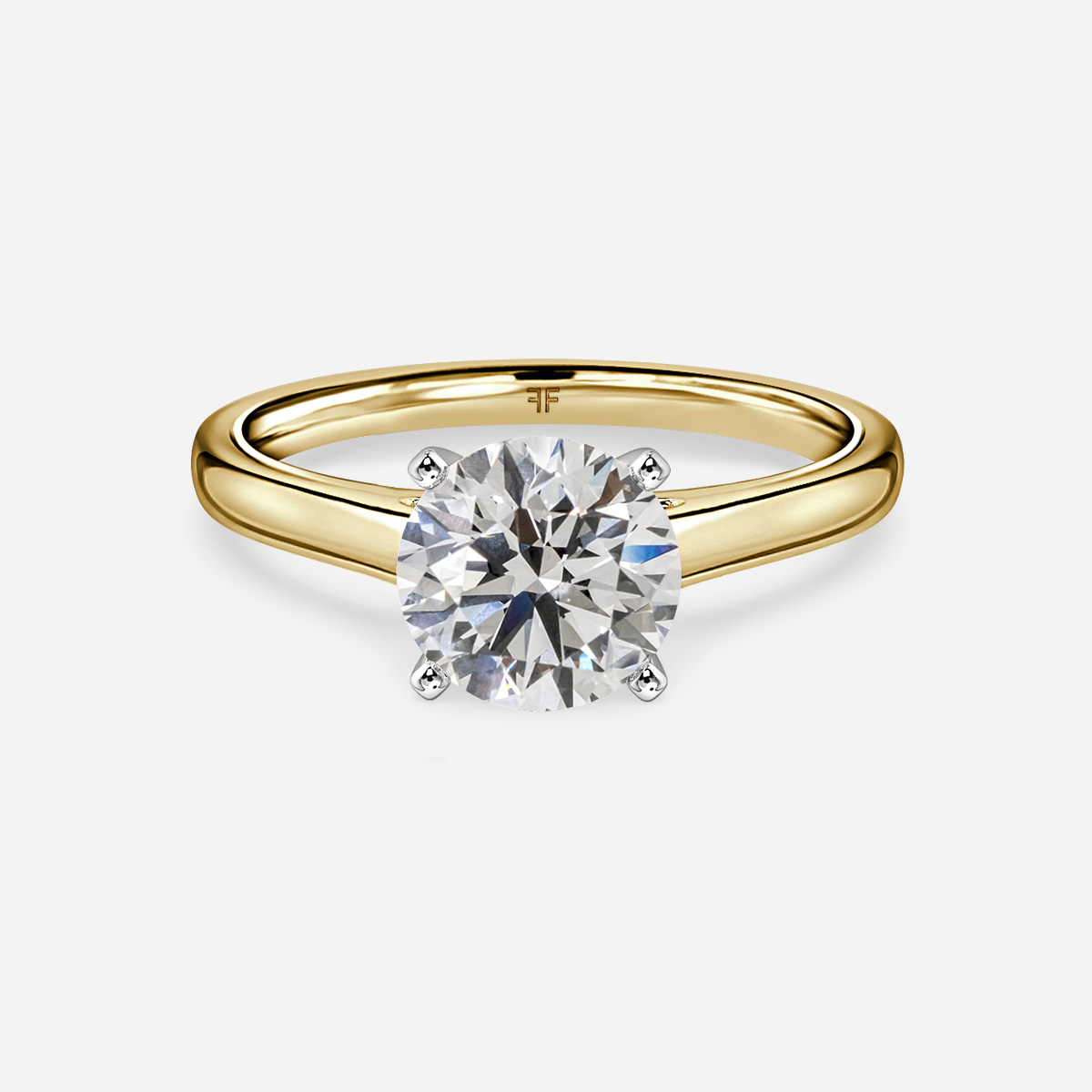 Avery Yellow Gold Two Tone Solitaire Engagement Ring