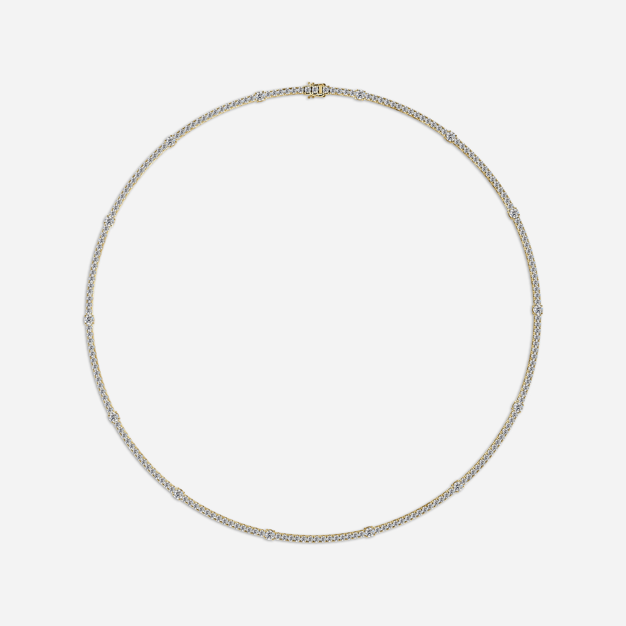 7.24 Ct Diamond Tennis Necklaces In Yellow Gold