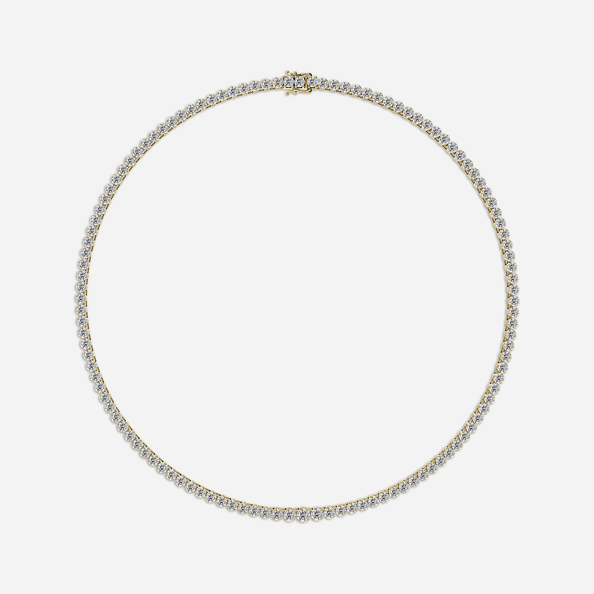 19.59 Ct Graduated Diamond Tennis Necklaces In Yellow Gold