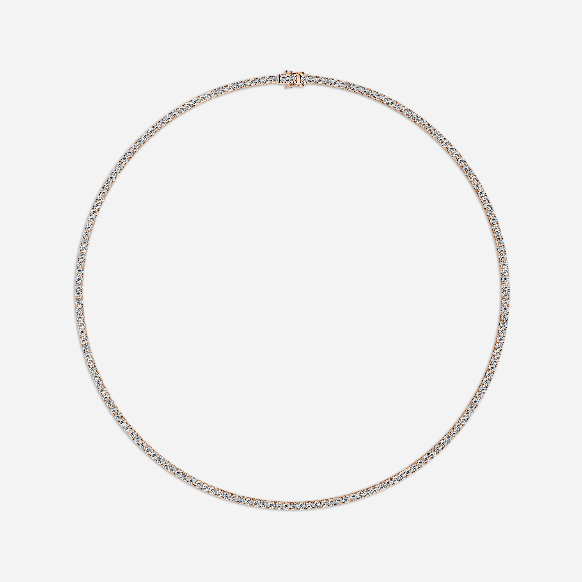 10.33 Carat Lab Grown Diamond Tennis Necklaces In Rose Gold