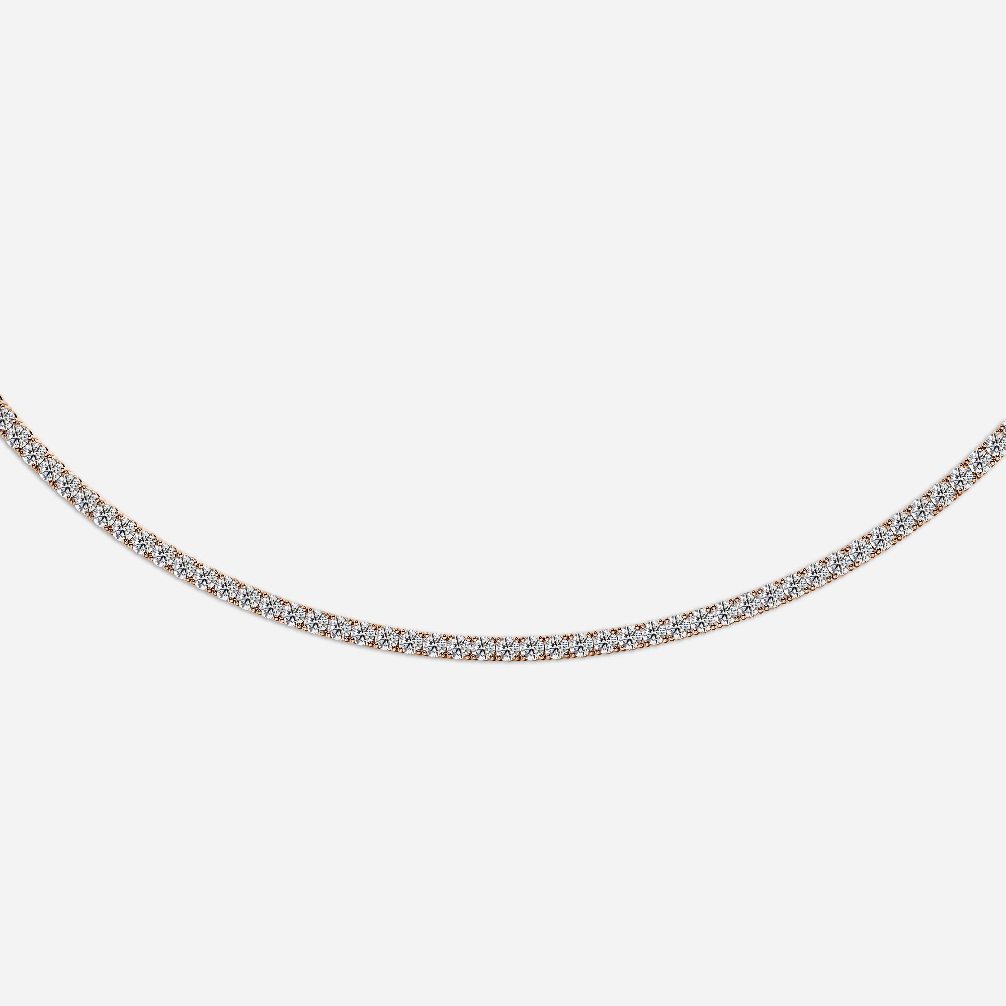 10.33 Carat Lab Grown Diamond Tennis Necklaces In Rose Gold