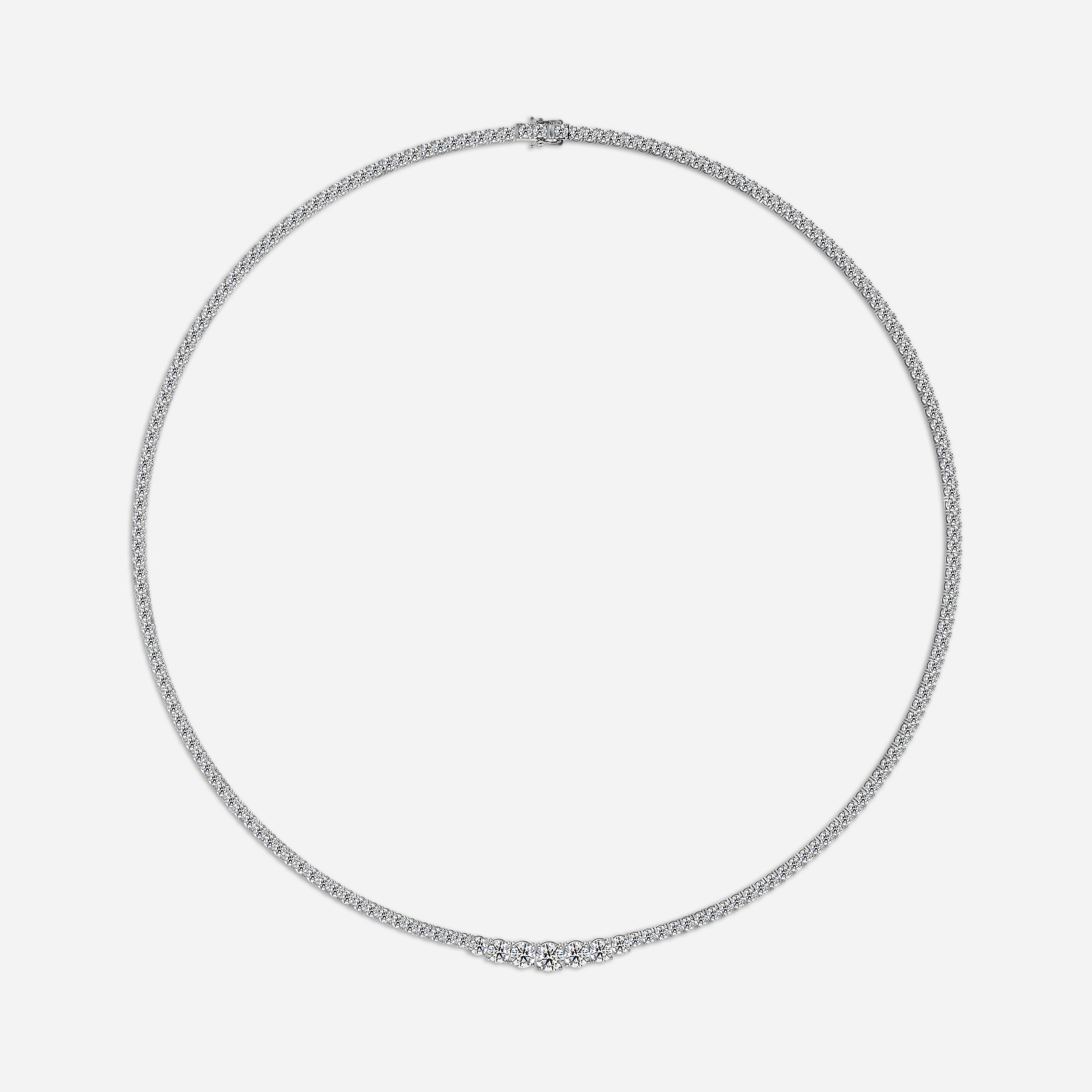 10.19 Ct Graduated Diamond Tennis Necklaces In White Gold