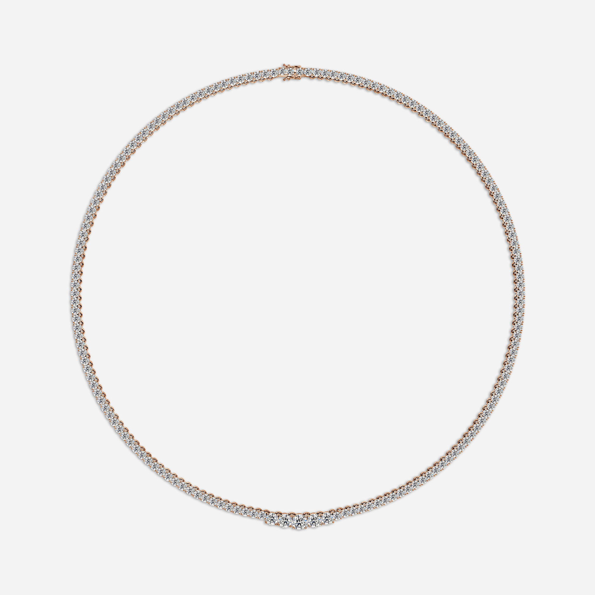 13.12 Ct Graduated Diamond Tennis Necklaces In Rose Gold