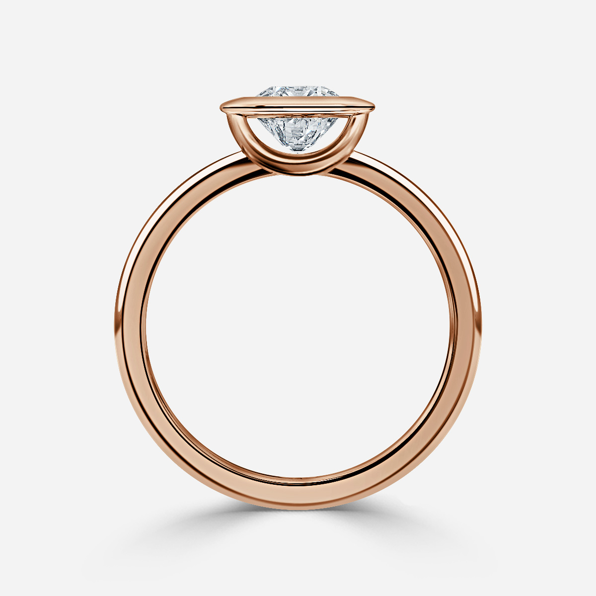 Qui Rose Gold U-Shaped Bezel Set Engagement Ring
