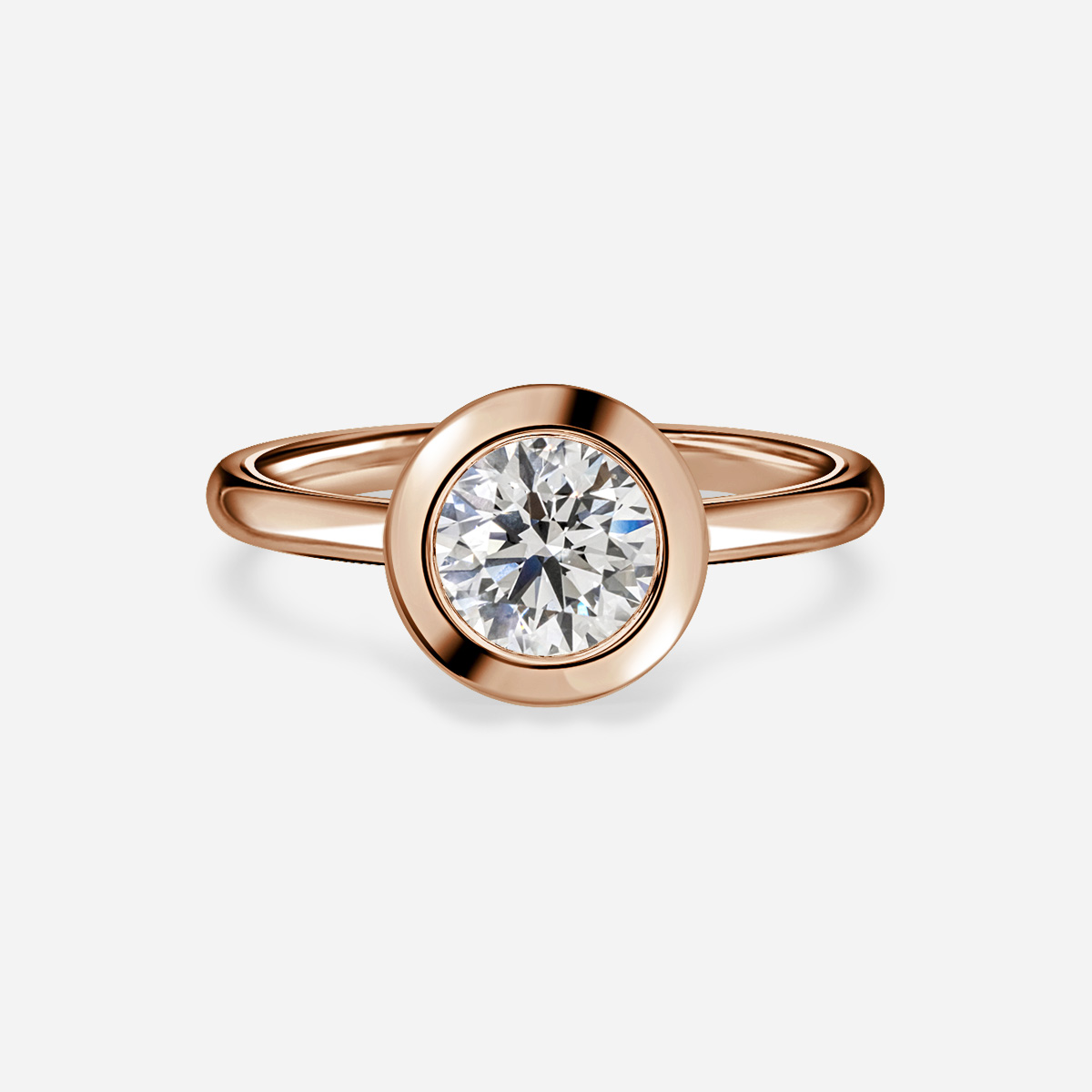 Qui Rose Gold U-Shaped Bezel Set Engagement Ring