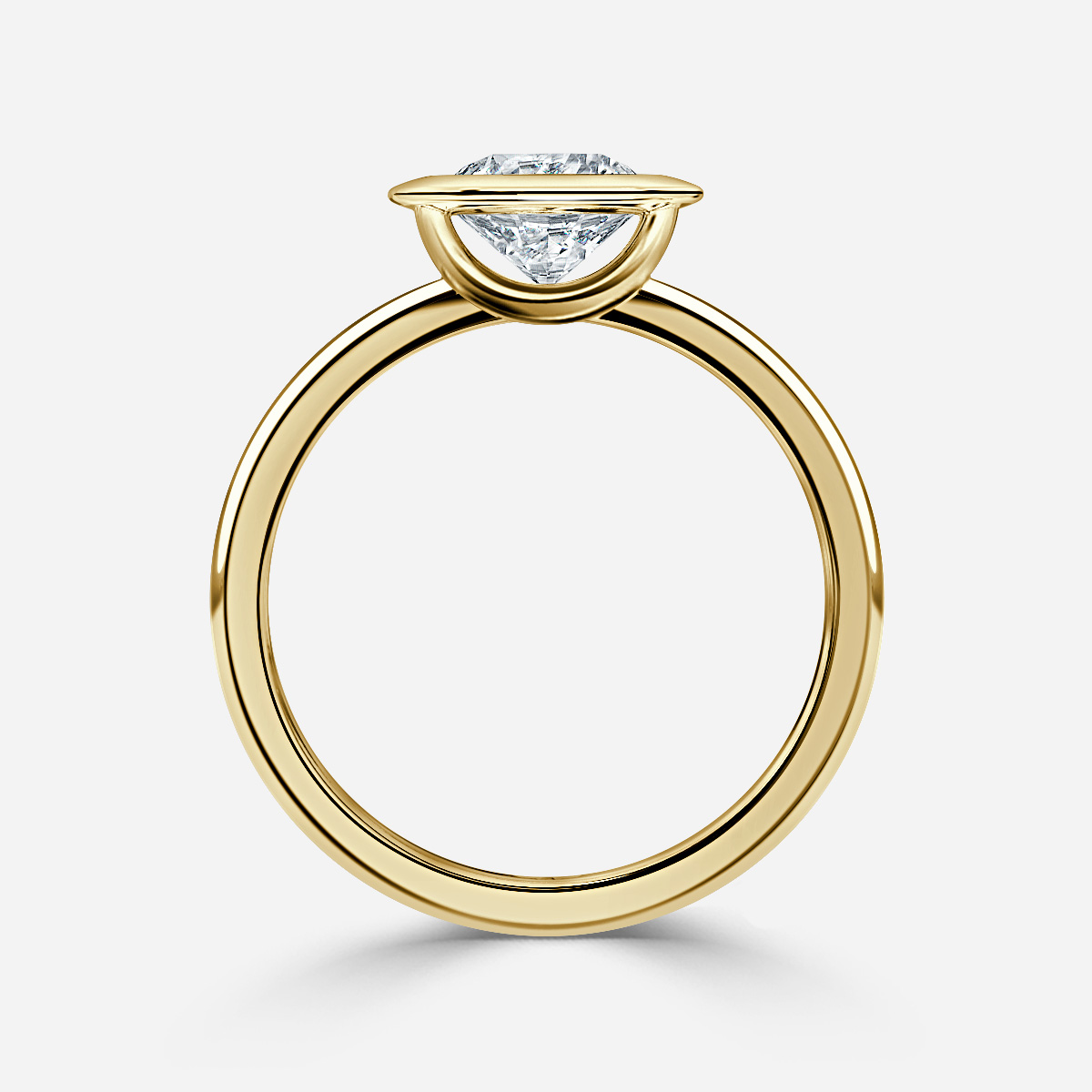 Qui Yellow Gold U-Shaped Bezel Set Engagement Ring