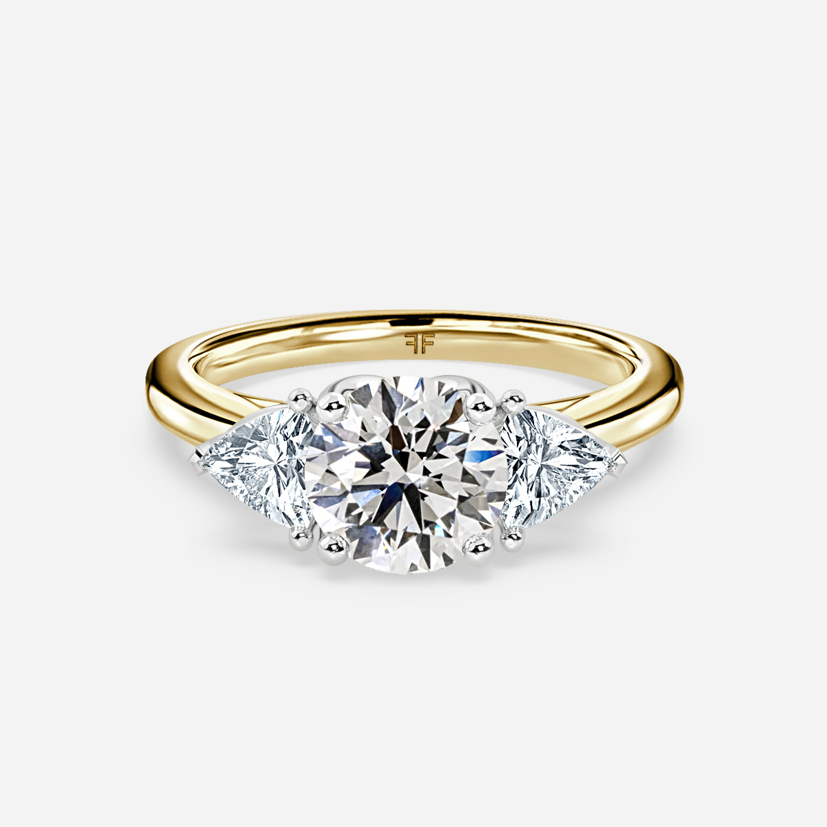 Ciara Yellow Gold Two Tone Trilogy Engagement Ring