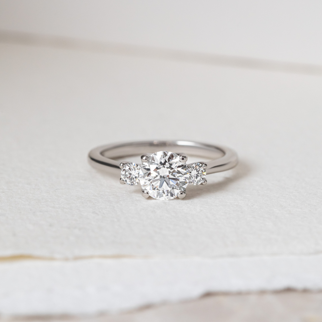 Rohini Platinum Trilogy Engagement Ring Round Diamond