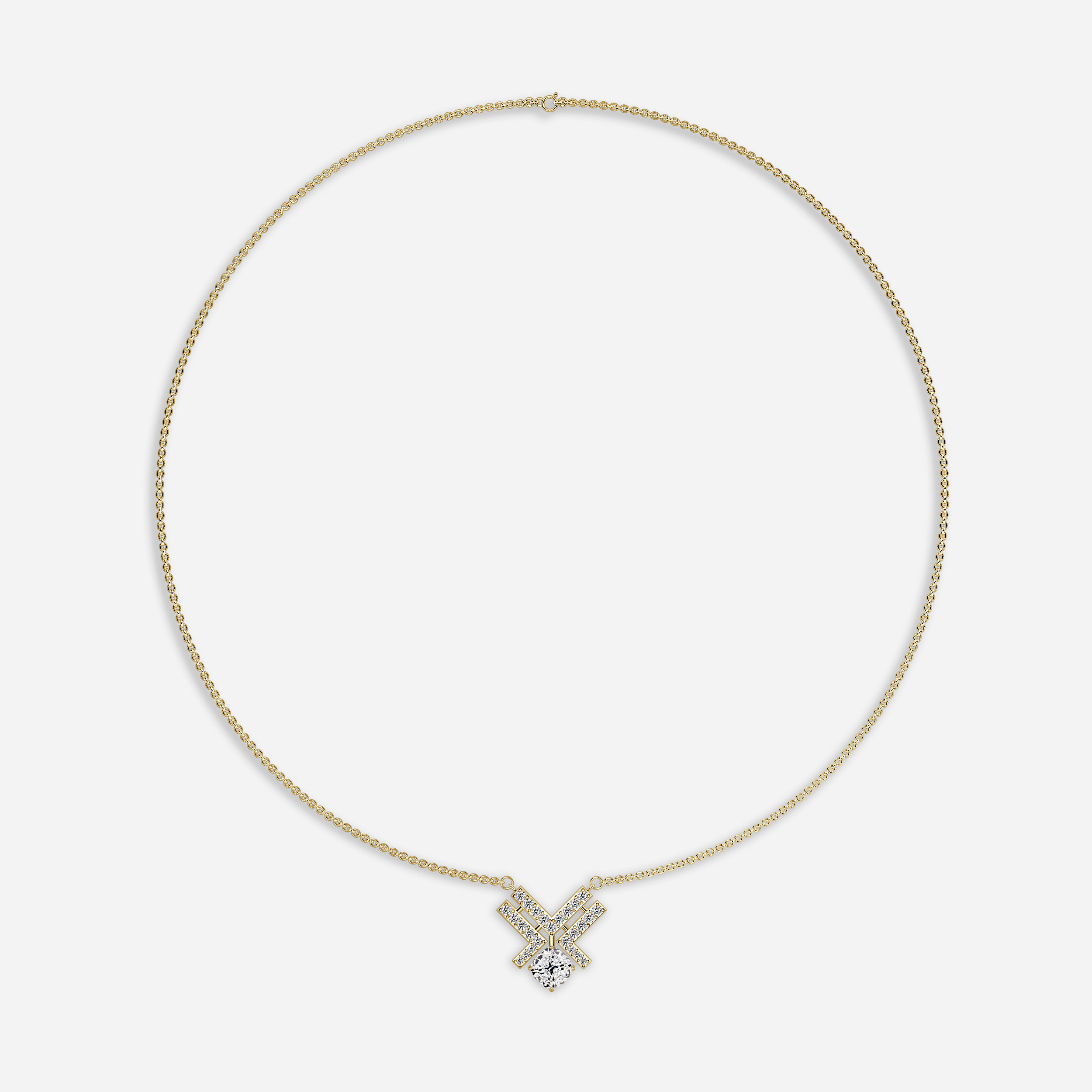 Xema Cushion Round Diamond Unique Necklace In Yellow Gold - 2.12 Ct