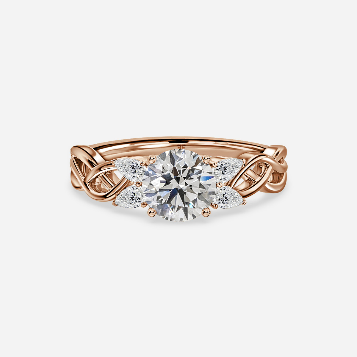 Velaria Rose Gold Pear Diamond Celtic Engagement Ring