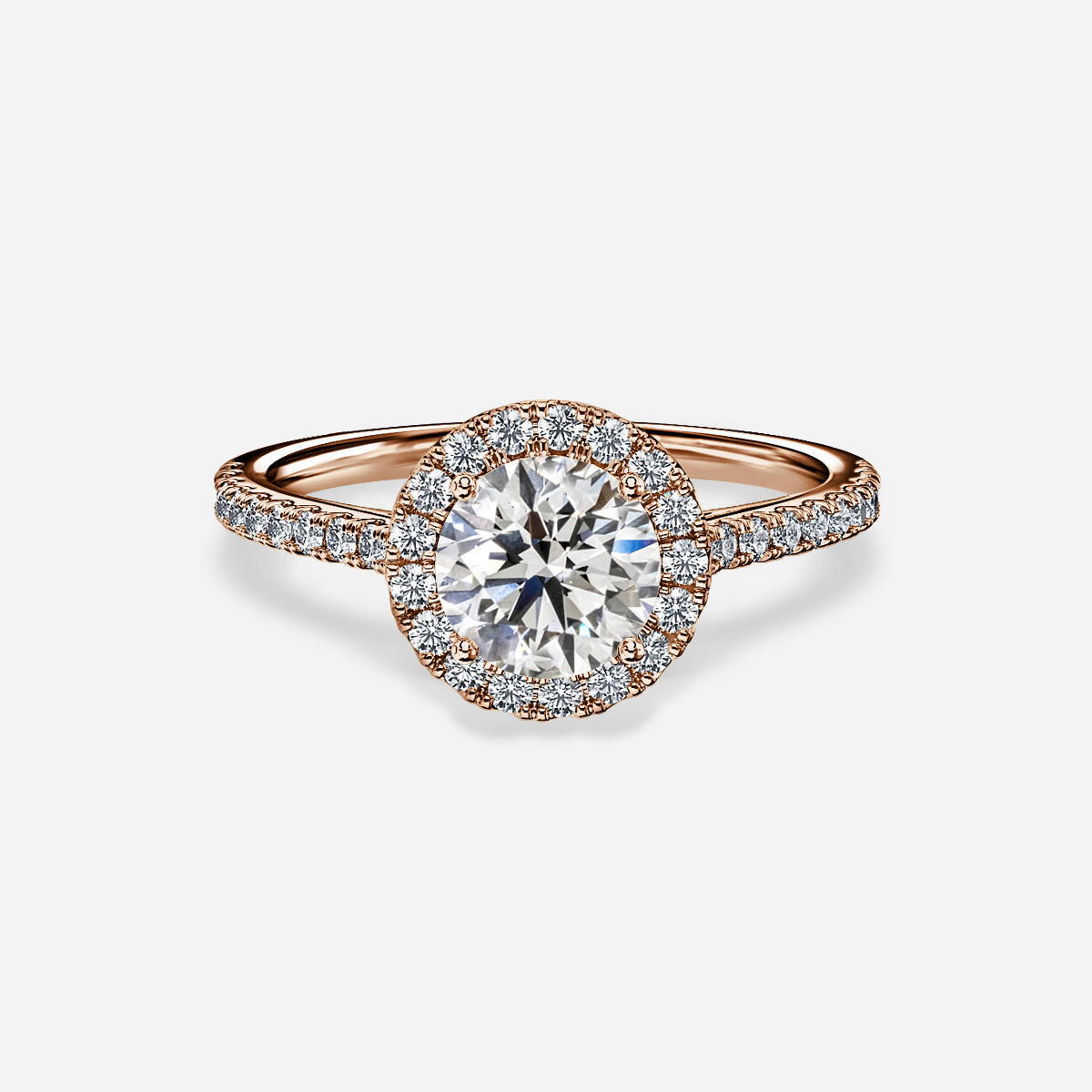 Maya Petite Rose Gold Halo Modern Engagement Ring