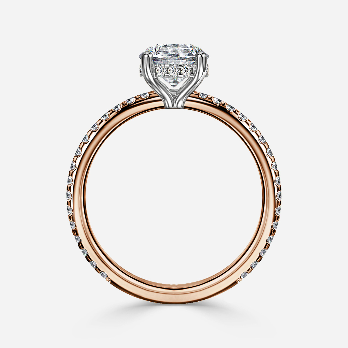 Sadie Petite Rose Gold Two Tone Hidden Halo Engagement Ring