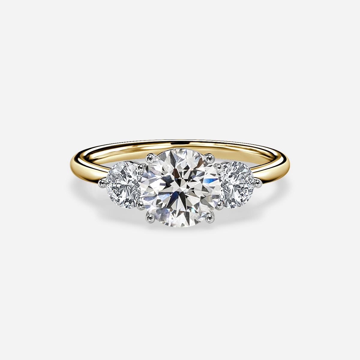 Trinity Two Tone Yellow Gold Trilogy Engagement Ring