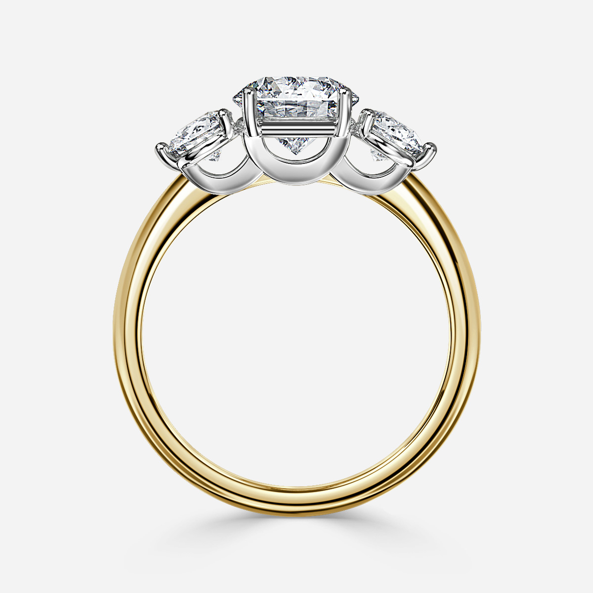 Trinity Two Tone Yellow Gold Trilogy Engagement Ring