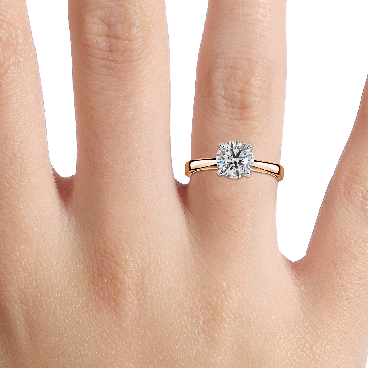 Tulip Two Tone Rose Gold Solitaire Engagement Ring Flawless Fine Jewellery London