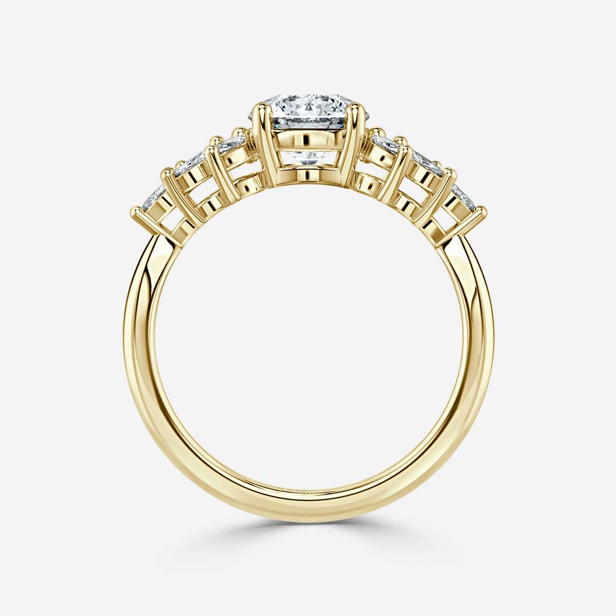Anastasia Yellow Gold Trilogy Engagement Ring - Flawless Fine