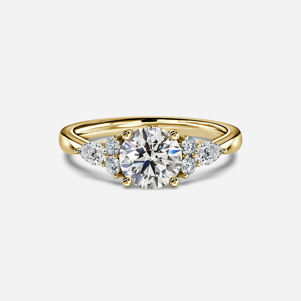 Nanami Yellow Gold Trilogy Cluster Engagment Ring