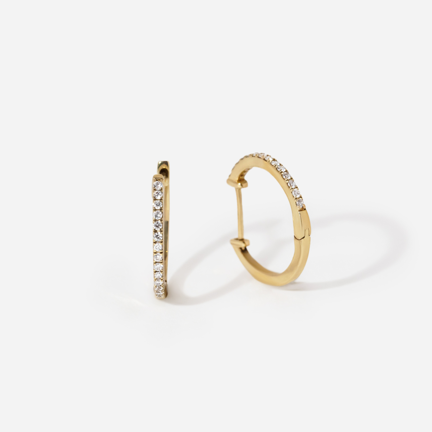 0.14ct Semi Set Diamond hoop Earrings In 9k Yellow Gold