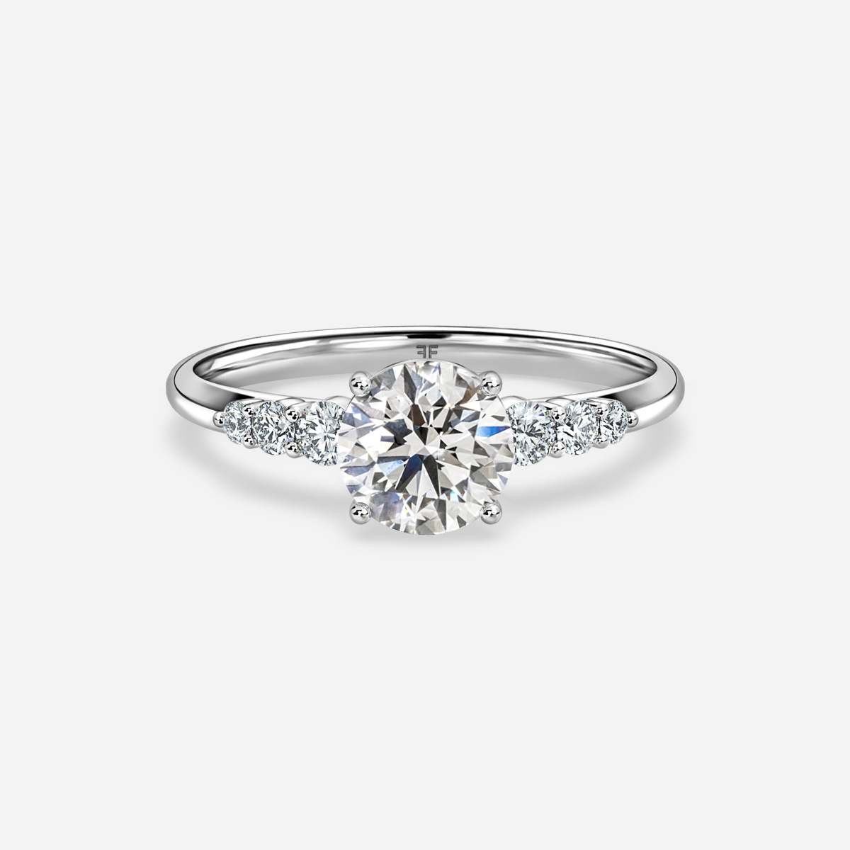 Zahara Platinum 7 Stone Diamond Band Engagement Ring