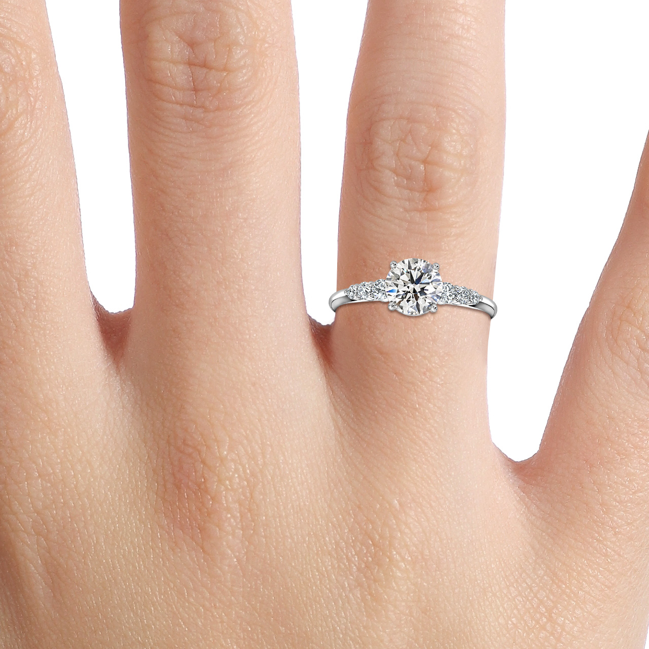 Zahara Platinum 7 Stone Diamond Band Engagement Ring
