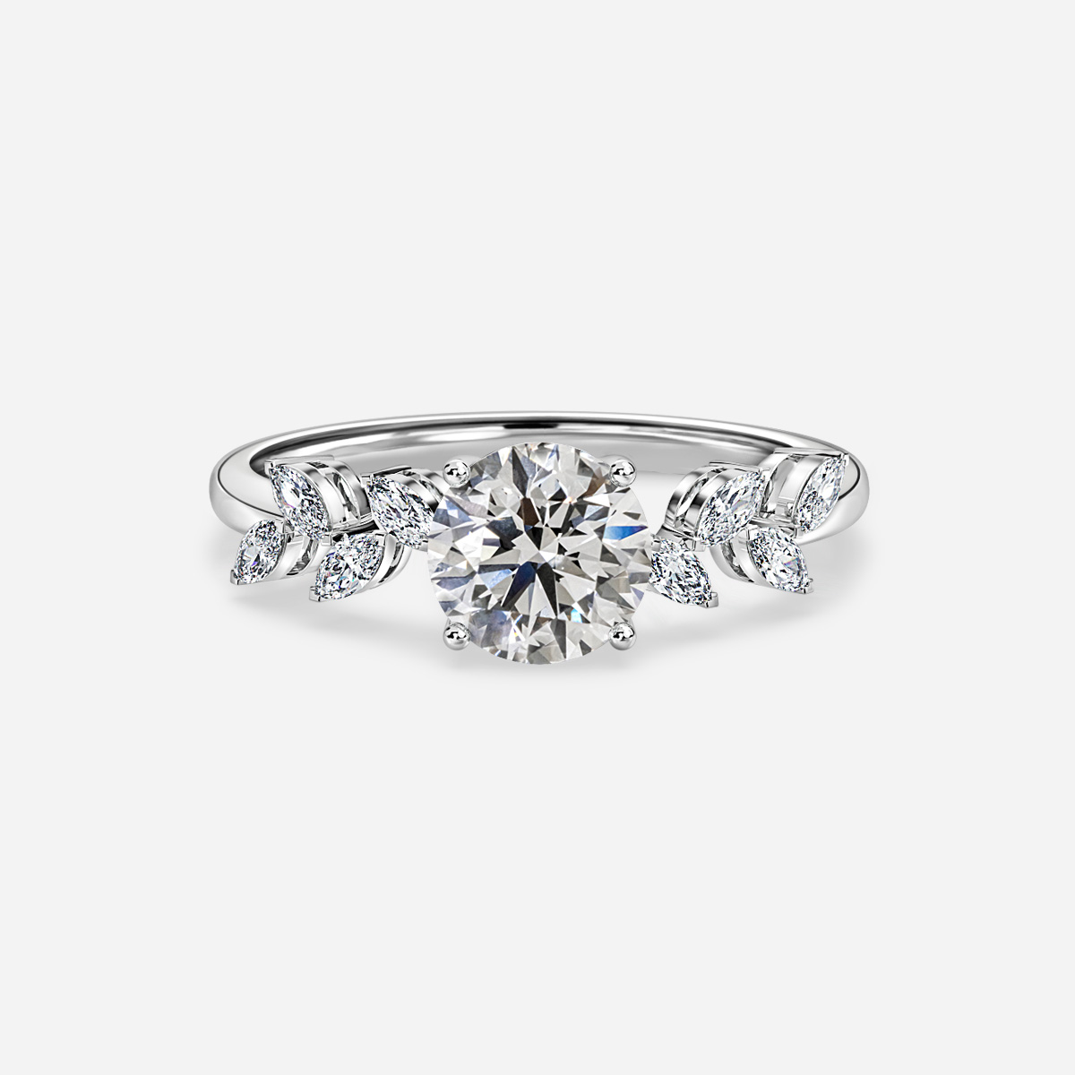 Elea Platinum Flower Engagement Ring