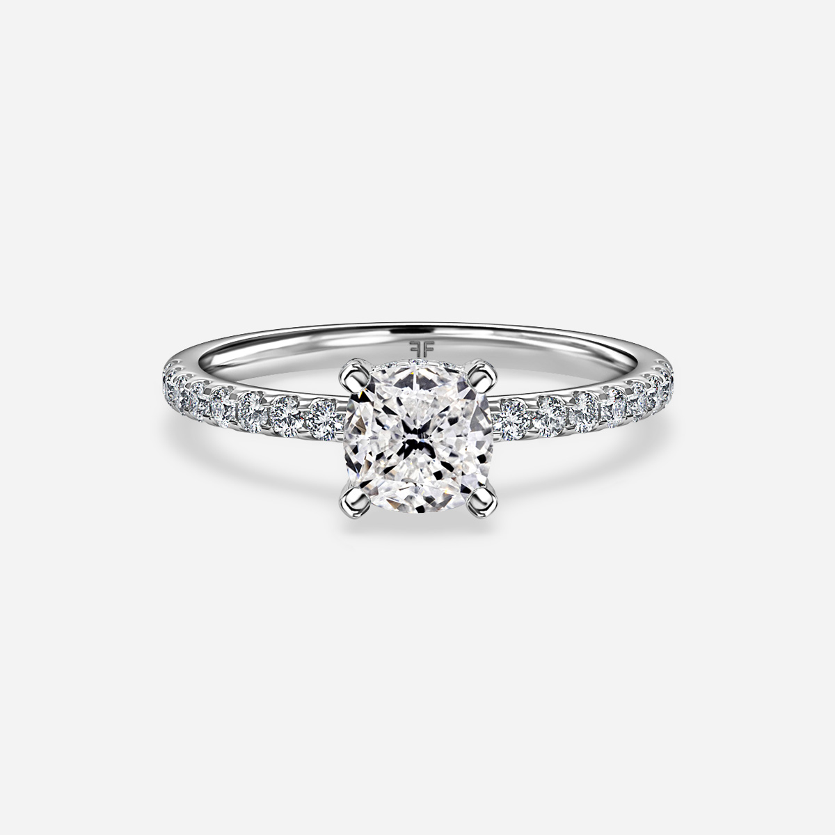 Serene Platinum Hidden Halo Collet Set Engagement Ring