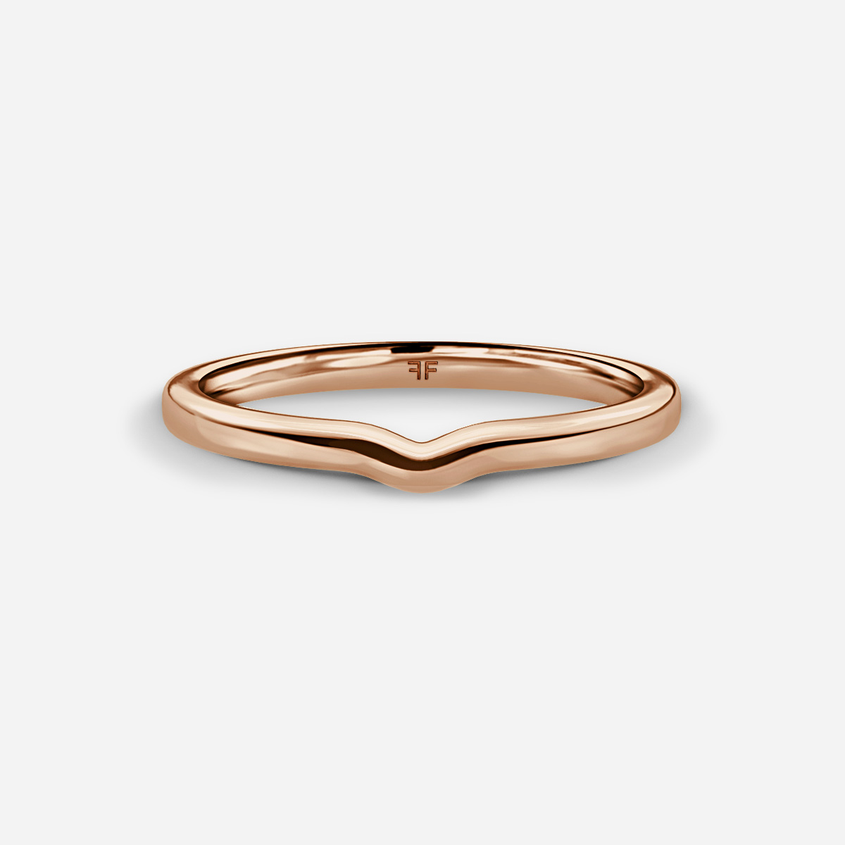 Rose Gold Wishbone Pinched Shaped To Fit Plain Wedding Band