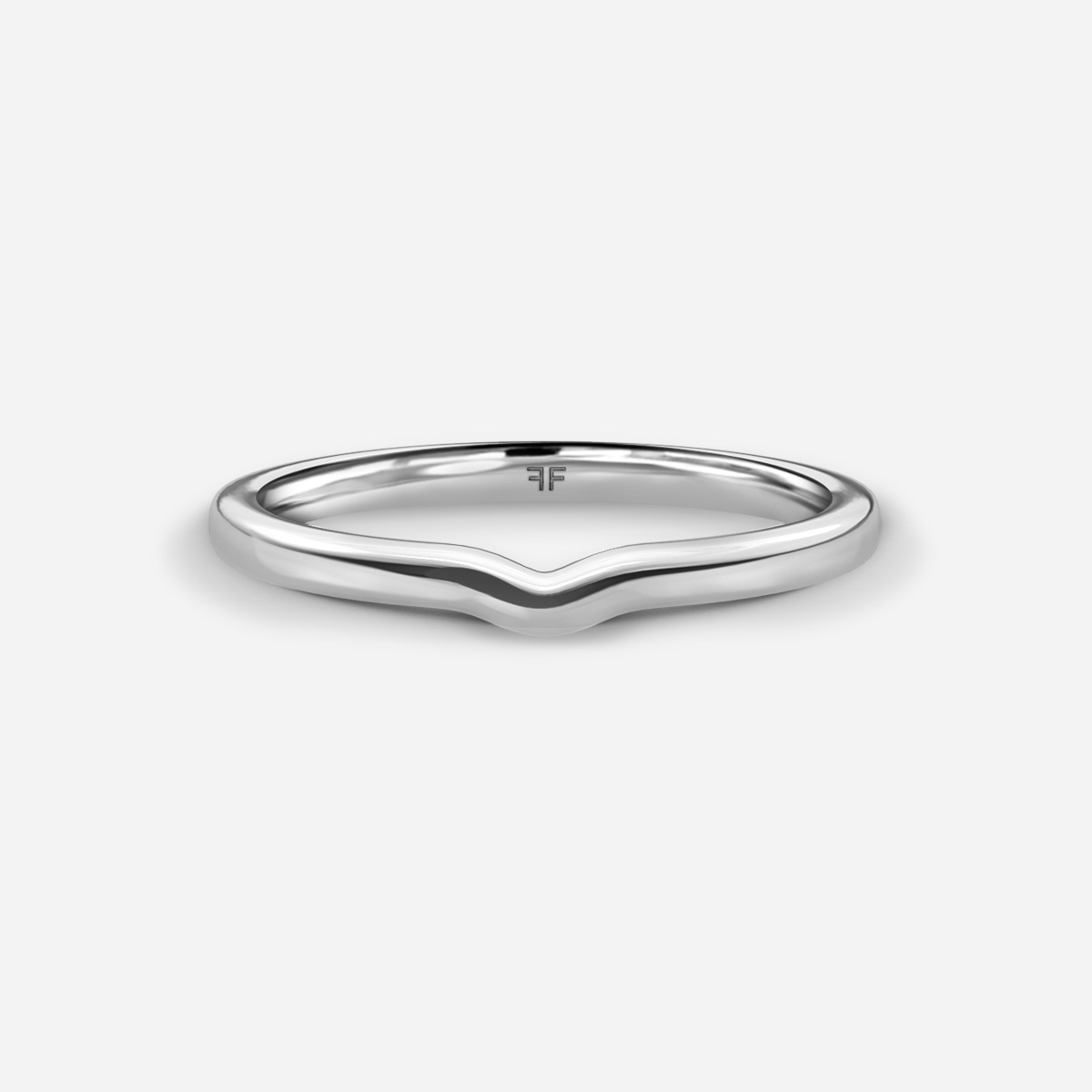 White Gold Wishbone Pinched Shaped To Fit Plain Wedding Band