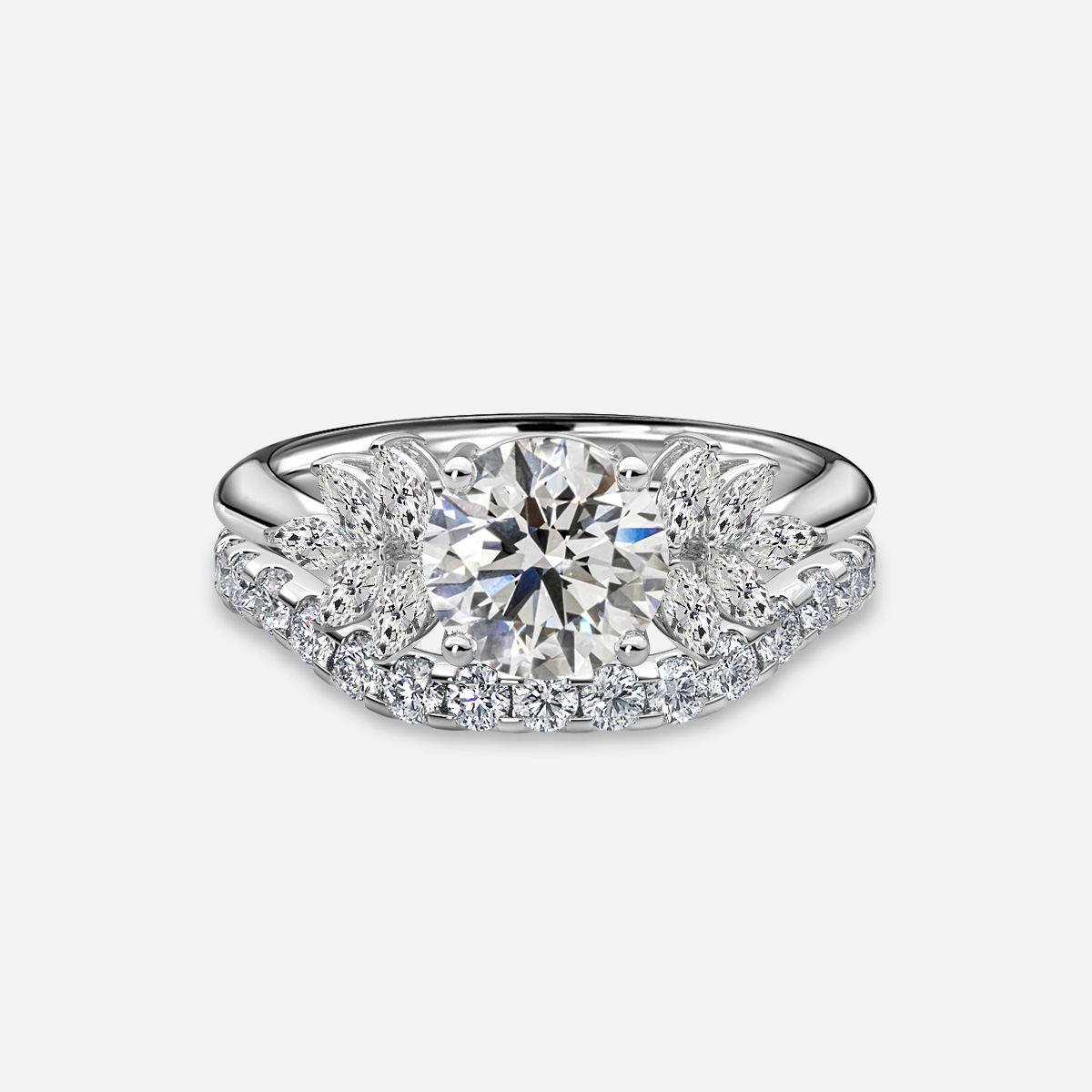 Anastasia Platinum Pave Band Bridal Set Engagement Ring