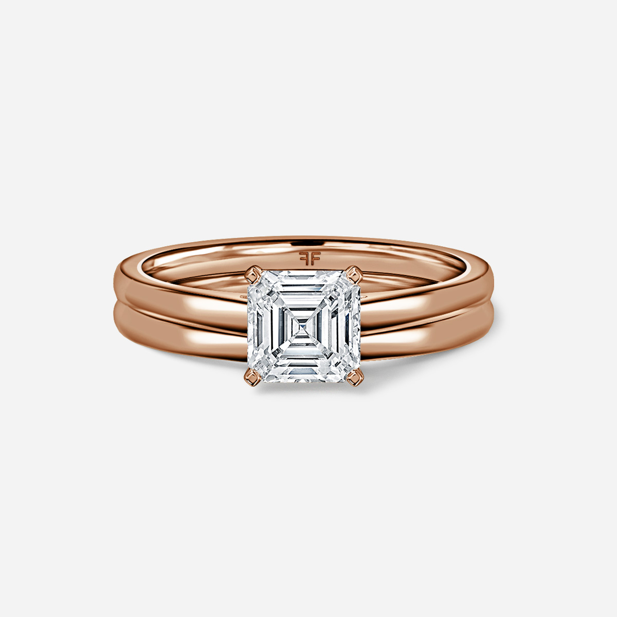 Avery Solitaire Plain Band Bridal Set