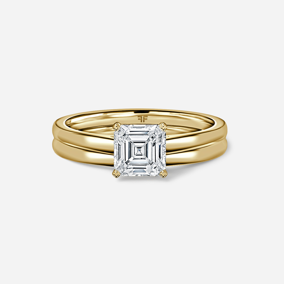 Avery Solitaire Plain Band Bridal Set