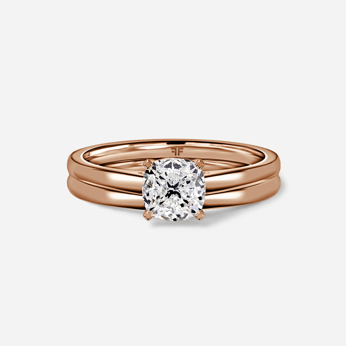 Avery Solitaire Plain Band Bridal Set
